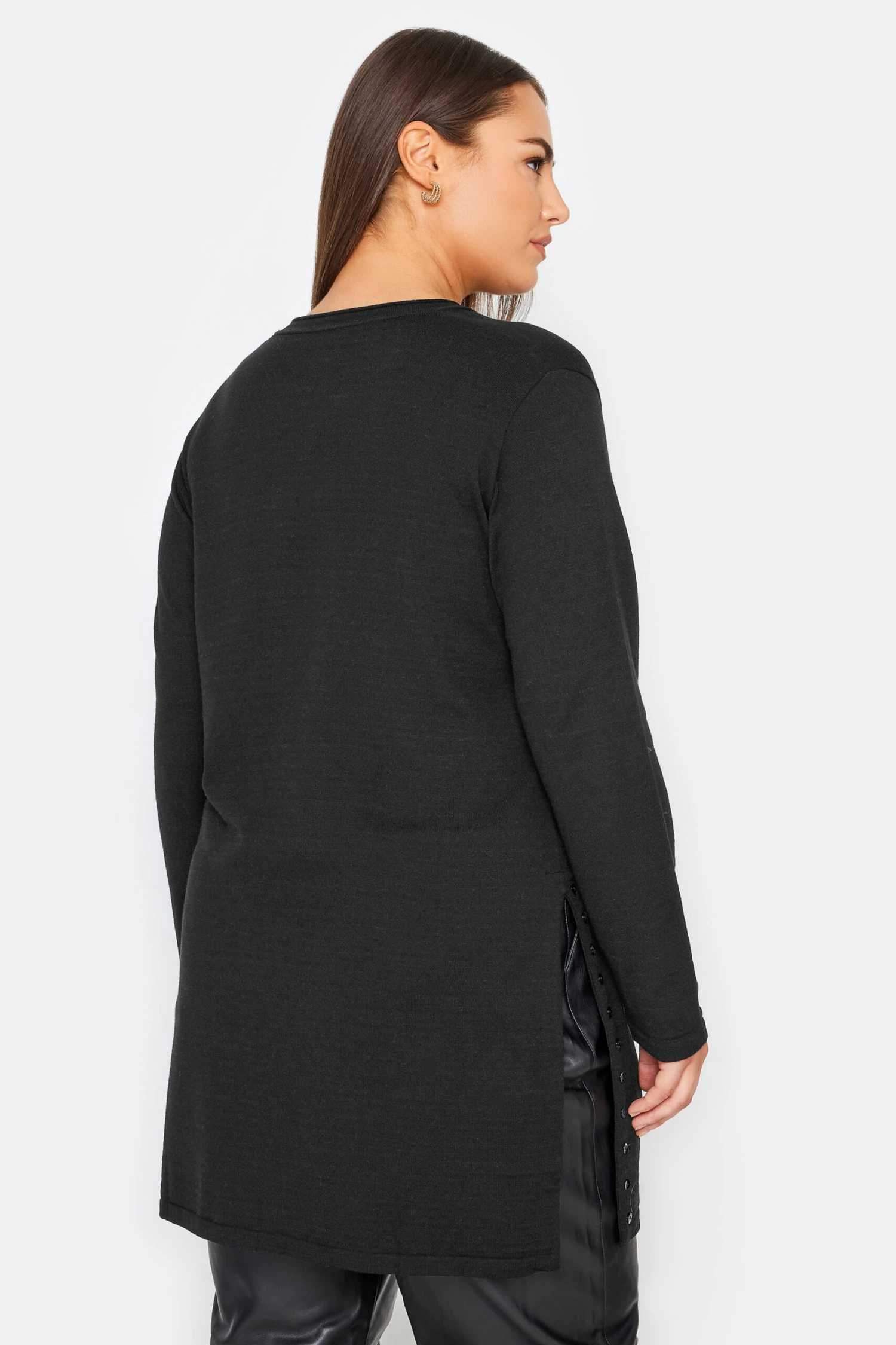 City Chic Manon Baptiste Black Side Split Long Sleeve Top - Image 3